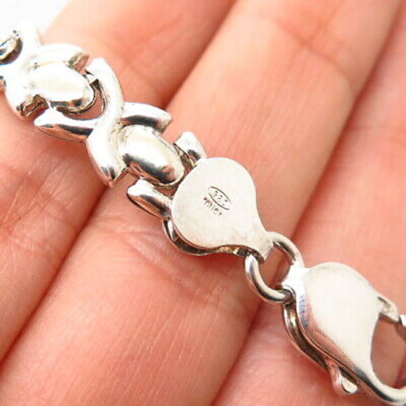 925 Sterling Silver 2-Tone Italy Milor "XO" Chain Necklace 18" - Picture 4 of 5